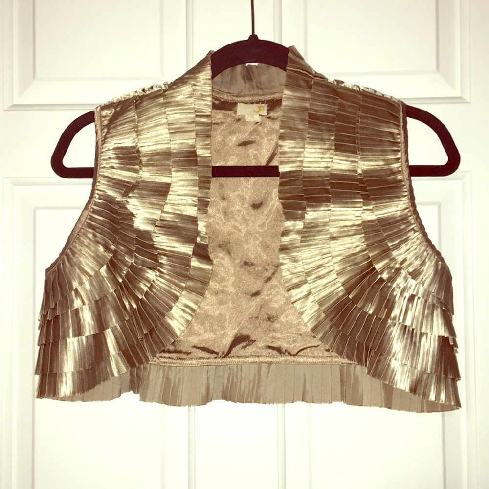 Layered Gold Crop Vest